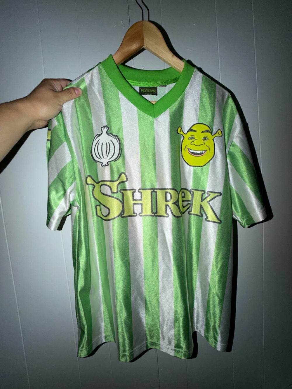 Dreamworks Shrek Green and White Striped Jersey